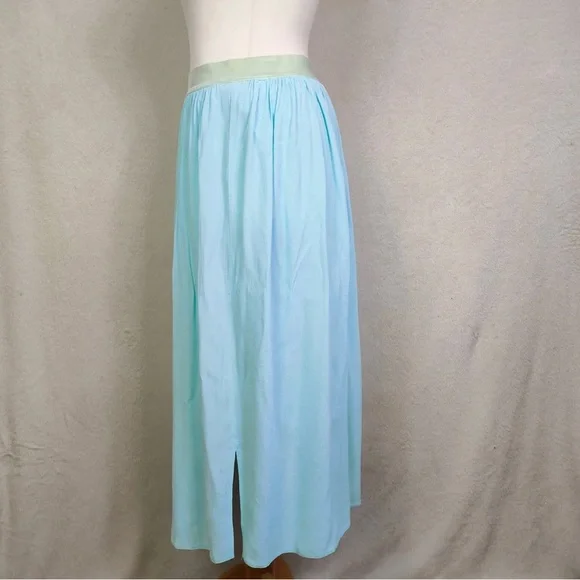 M&S Aqua Blue A-line Midi Skirt Elastic Waist UK Size 10 New - Picture 4 of 7